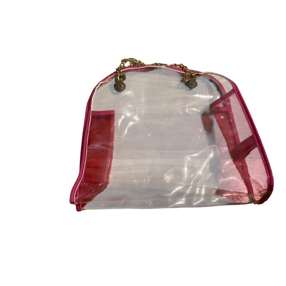 Clear stadium concert pink transparent adjustable chain purse